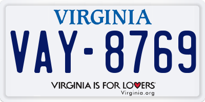 VA license plate VAY8769
