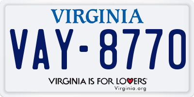 VA license plate VAY8770