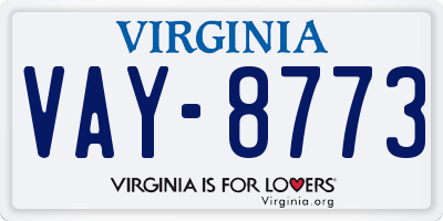 VA license plate VAY8773