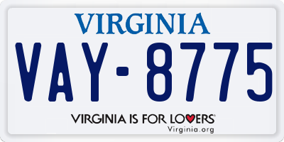 VA license plate VAY8775