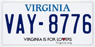 VA license plate VAY8776