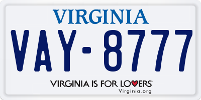 VA license plate VAY8777