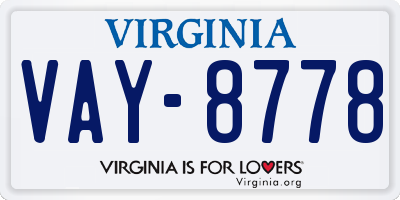VA license plate VAY8778