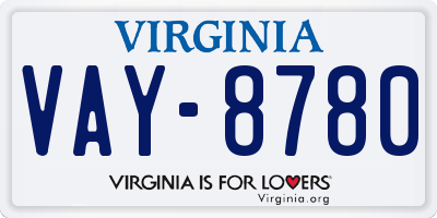 VA license plate VAY8780