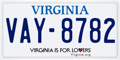 VA license plate VAY8782