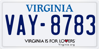 VA license plate VAY8783