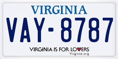 VA license plate VAY8787