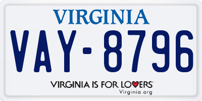 VA license plate VAY8796