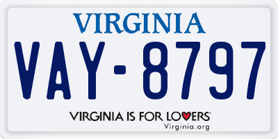 VA license plate VAY8797