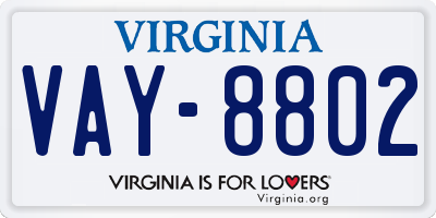 VA license plate VAY8802