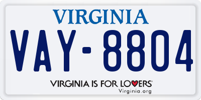 VA license plate VAY8804