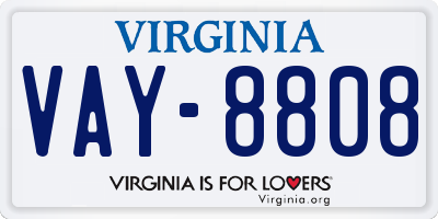 VA license plate VAY8808