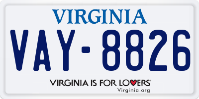 VA license plate VAY8826