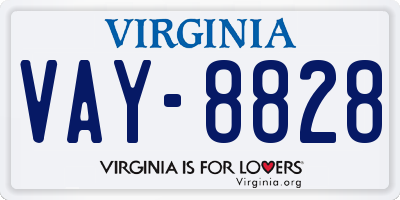 VA license plate VAY8828