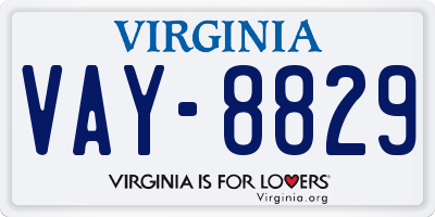 VA license plate VAY8829