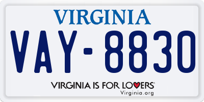 VA license plate VAY8830