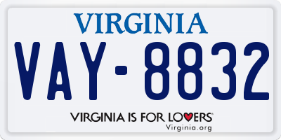 VA license plate VAY8832