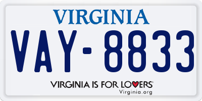 VA license plate VAY8833