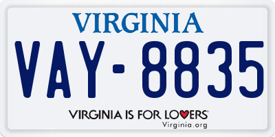 VA license plate VAY8835