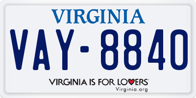 VA license plate VAY8840