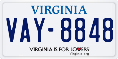 VA license plate VAY8848