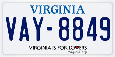 VA license plate VAY8849