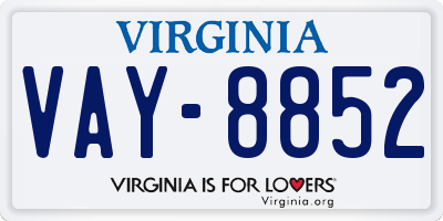 VA license plate VAY8852