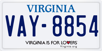 VA license plate VAY8854