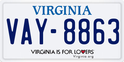 VA license plate VAY8863