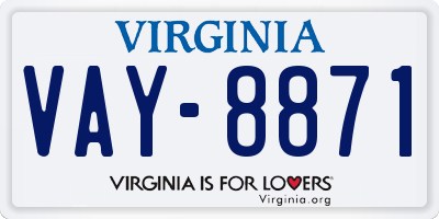 VA license plate VAY8871
