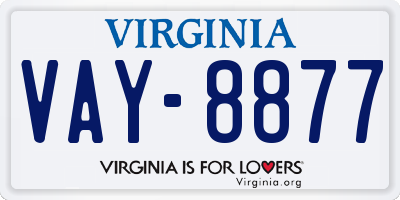 VA license plate VAY8877