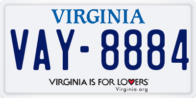 VA license plate VAY8884