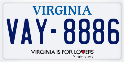 VA license plate VAY8886