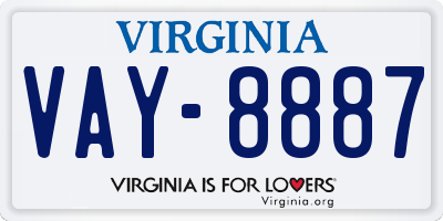 VA license plate VAY8887