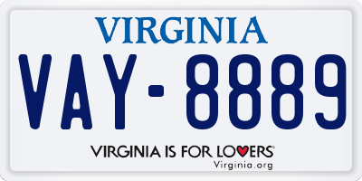 VA license plate VAY8889