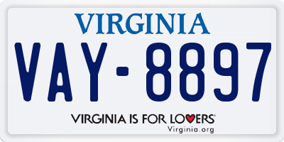 VA license plate VAY8897