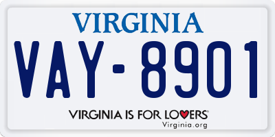 VA license plate VAY8901