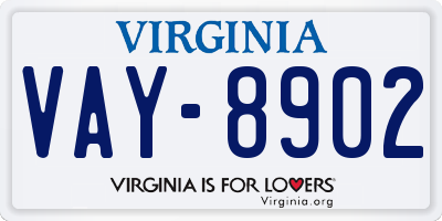 VA license plate VAY8902