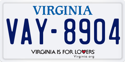 VA license plate VAY8904