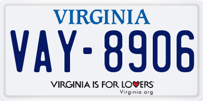 VA license plate VAY8906