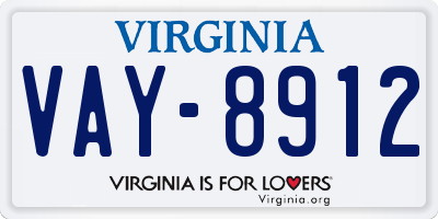 VA license plate VAY8912