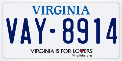 VA license plate VAY8914