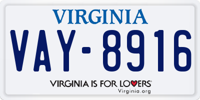 VA license plate VAY8916
