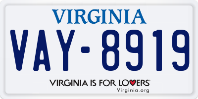 VA license plate VAY8919