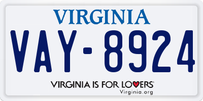 VA license plate VAY8924