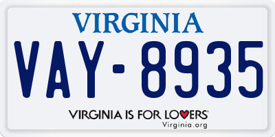 VA license plate VAY8935