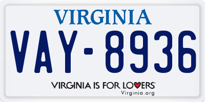 VA license plate VAY8936