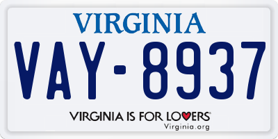 VA license plate VAY8937