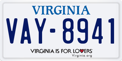 VA license plate VAY8941