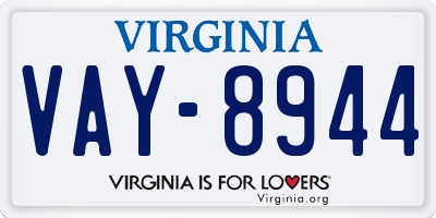 VA license plate VAY8944